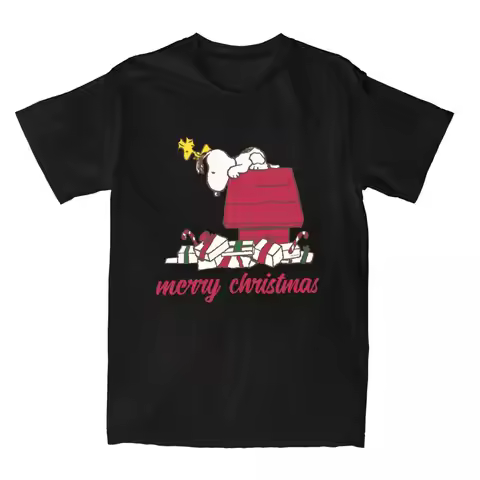 Peanuts Comic Snoopy Woodstock Men T Shirt Funny Christmas Accessories Novelty Tees T-Shirts Cotton 