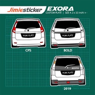 Sticker Kereta Exora, Sticker Belakang, Custom Warna dan Nombor Plate.