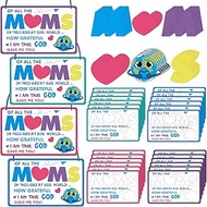 Chivertion 24 Sets Mother's Day Craft Kit for Kids Bulk Religious Mother's Day Sign Craft Kit with Smiling Heart and Feature Test DIY Craft Gifts for Sunday School Classroom Activities Art Projects