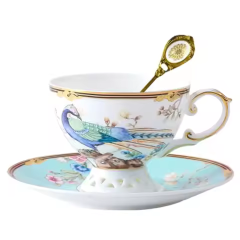 Bone China Tea Cup and Saucer Set - Bone China Tea Coffee Cup and Saucer Set for 1 Luxury Fine China