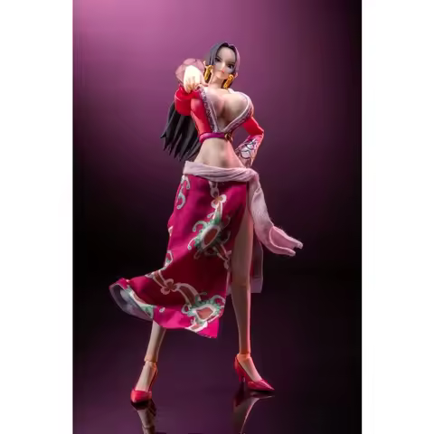 1/12 Anime One Piece Boa·Hancock White Cloak Red Print Hemline Skirt Toys Clothes for 6'' VAH Action