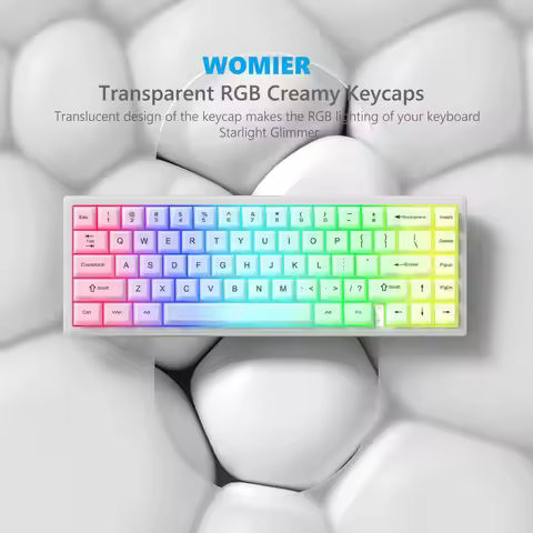 White Foggy Crystal Ceramic PC Keycap MDA Profile Transparent Clear RGB Backlit Keycaps 115 Keys for