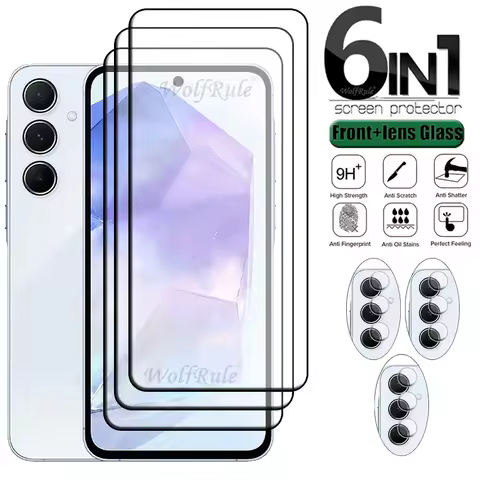 6-in-1 For Samsung Galaxy A55 Glass For Samsung A55 5G Tempered Glass Screen Protector Samsung A35 A