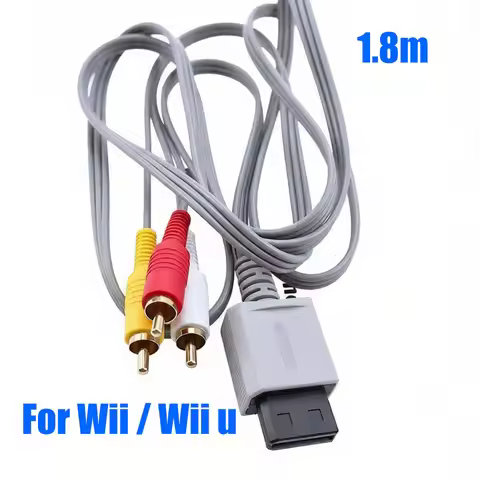 1.8m 3 RCA Cable for Nintendo Wii controller Console Audio Video AV Cable Composite 480p Gold-plated