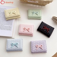 DEWDROP​ Bowknot Short Wallet, Polka Dot Large Capacity Student Simplicity Wallet, Simple Dopamine C