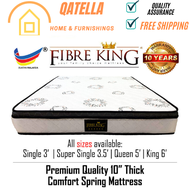 QATELLA Fibre King Premium Quality Comfort Spring Mattress 10" inch Thickness Fiber King Tilam Bed M