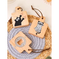 Japanese Style Cat Wooden Bottle Opener Beech ins Style Animal Beer Soda Bottle Opener Household Ref