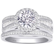 2Ct Bridal Sets Wedding Rings AAAAA Cz Womens Ring 925 Sterling Silver Round Engagement Band Size 5-