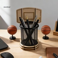 [Nice]  Basketball Lover Gift Desk Item  Basketball Pen Holder Metal Mesh Desk Organizer – Stylish B