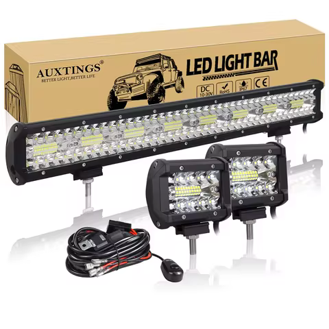 8D 9 - 23in 180W-480W Off Road LED Light Bar with 2x60W Work Light Wire Kit 12V 24V Led Bar for Car 