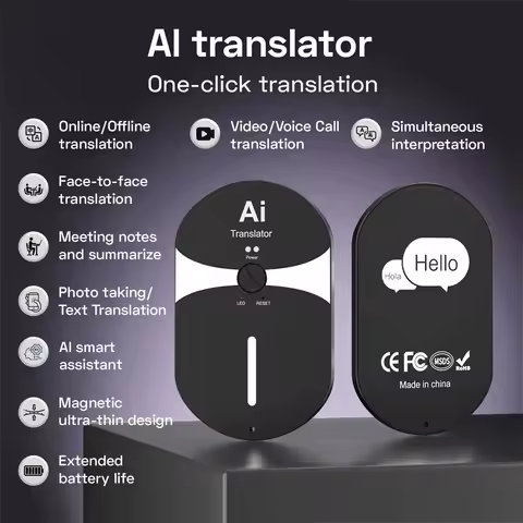 AI One-Click Translation Smart Translator Device Real Time Online Offline Voice Traductor Mini Porta