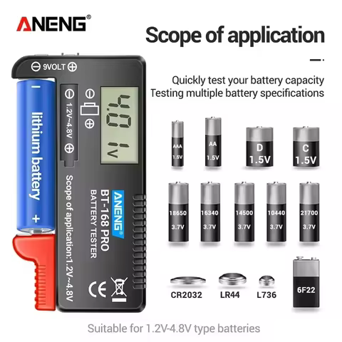 Digital Battery Capacity Tester ANENG BT-168pro Load Analyzer LCD Display CDN 9V/AAA/ AA Button Cell