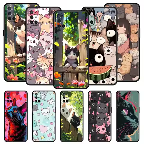 Cute Cartoon Cat Phone Case For OnePlus 13 12 11 10 9 8 7T Pro 13R 12R 10R 9RT 8T Nord N200 N30 2T C