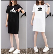 Girls Summer Plus Size One-Piece Dress Long T Casual Group Skirt T-Shirt Half-Sleeve Slimmer Look Long Ski
