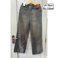 Celana Thrift Jeans Kulot Highwash Boyfriend Unifinished Premium Korean Style