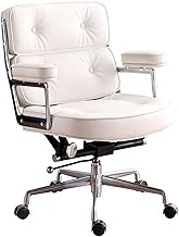 Ergonomic Office Chair,Leather Computer Chairs Boss Seat,Adjustable Height Swivel Meeting Chairs,Segmented Backrest for Home Work */1658 (Color : White, Size : Leather)