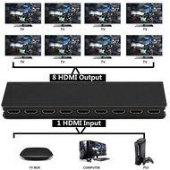 4K 1x8 HDMI Splitter 1 To 8 Audio Video Converter Multi Screen Display for PS3 PS4 DVD Camera Laptop