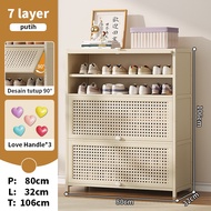 E-TIFE Kabinet Sepatu Putih Minimalis Elegan Rak Sepatu Tertutup Penghemat Ruang untuk Interior yang