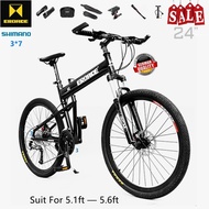 Eroade Folding Bike Full Aluminium Alloy Mountain Bike Shimano 21 Speed Racer Bike 24” Alloy Wheels