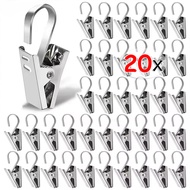 5-20Pcs Stainless Steel Curtain Clips - Multipurpose Photos Show Clamps Socks Hats Small Items Hooks