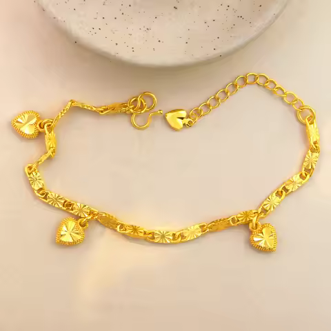 Luxury 24K 9999 Pure Gold real gold Women's New Laser Heart Bracelet Light Luxury Niche Design Heart