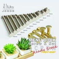 Menu Book Screw, Book Binding (Diameter 5mm), Long Menu Screw 52mm, Binding Screw