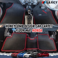 Car Honda LAXCY Honeycomb Carpet Floor Mat City 2002-2025 Civic 2000-2025 CRV 1996-2025