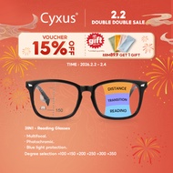 Cyxus Progressive multifocal glasses for men women Photochromic Anti-blue light reading glasses 2040