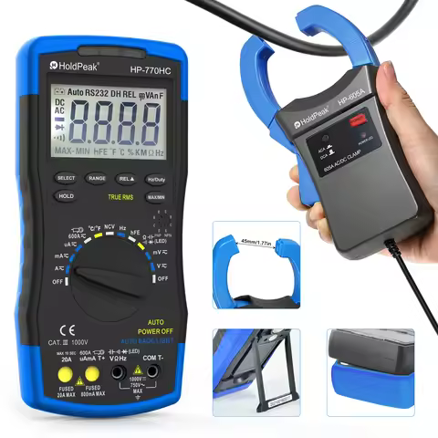 HoldPeak HP-770HC Digital Multimeter Tester True RMS Smart Autoranging Probe With NCV+HP-605A Clamp