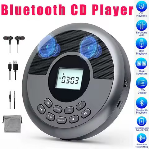 CD Player with Speaker Stereo and Headphones Bluetooth USB MP3 Music U Disk Album Players Portable R