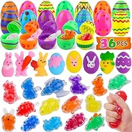 36 Pack Prefilled Easter Eggs with Squishy Toys Inside Plastic Easter Eggs Filled with Easter Fidget Toys for Toddler Kids Gifts, Easter Basket Stuffers Easter Egg Hunt Party Favors