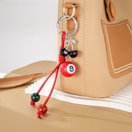 Fashion Unique Black 8 Pool Pendant Decoration Bag Pendant All-Match Hand-Woven Leather Rope Beaded 