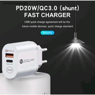 20W PD FAST CHARGING USB QC3.0 UNIVERSAL QUICK POWER ADAPTER DUAL PORT USB+TYPE-C PD WALL PLUG  - 3.
