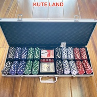 Suitcase of Poker Chips with Numbers of 500 Chips 1,5,10,25,50 Las Vegas Standard Aluminum Box PK-3-