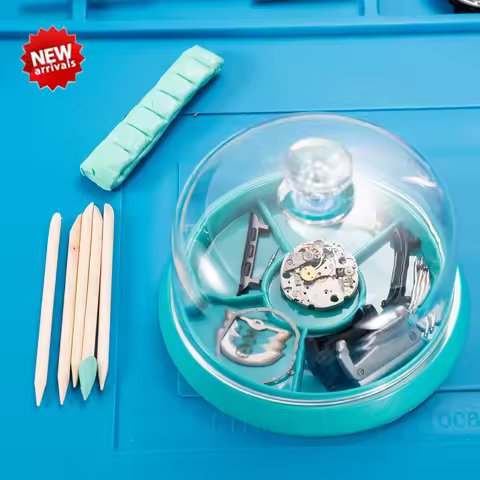 Watch Movement Cleaning Clay Cleaning Rubber Putty Cleaner 6 Slots Dust Sheet Cover with Tray Decont