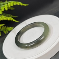 蛇紋玉手鐲 60MM 漸變水墨畫風 墨綠色岫玉手環 平靜安寧鎮靜神秘