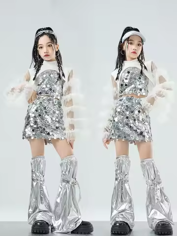 Urban Dance Girl Clothes Jazz Dance Hip hop Costumes K-pop Performance Outfits Kids Hip-hop Costumes