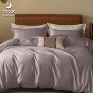 §同床共枕§100%頂級60支精梳棉 素色 特大6x7尺 薄床包舖棉兩用被四件式組-迷情紫