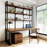 Bookshelf Combination Desk Double Bedroom Desk loft Simple Household Solid Wood Desktop Computer Des