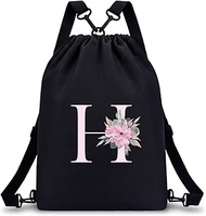 A-Z BAG Personalised Flower Initial Backpack 4 in 1 Sports Bag (Backpack/Shoulder Bag/Hand Carrier) 