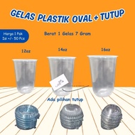 Oval Plastic Cup l U Cup 12oz 14oz 16oz + Lid contents 50 Pcs