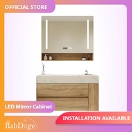 Rabdoge Bathroom Ceramic Wood Basin Cabinet With Smart LED Mirror Cabinet
