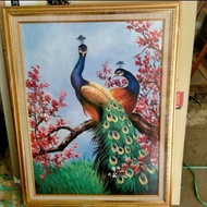 Custom peacock painting 100 x 50 cm plus frame