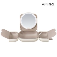 門市全新現貨‼️ AMIRO Cube S 行動LED磁吸美妝鏡折疊收納化妝箱（米白色）