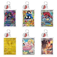 Pokemon Keychain TCG Card Acrylic Mica Transparent Charizard Clefairy Figure Decorative Accessories 