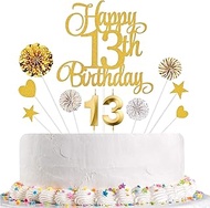 13th Birthday Cake Decorations, 13th Birthday Candles Cake Numeral Candles and Glitter Happy 13th Bi