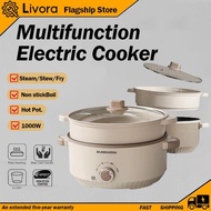 Livora 5L Large Capacity Multifunctional Electric Cooker 电煮锅 Non-Stick Multi Cooker with Steamer 28C