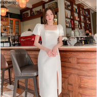 เดรสผ่าหน้าแขนบอลลูน Rivalry Dress - เดรสคอเหลี่ยม ชุดออกงานหรือเป็นแขกงานแต่ง - เดรส RTW.K