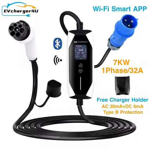 EVcharger4U GBT Portable EV Charger Station 1Phase 32A 7KW For Chinese Made Electric Vehicles GB/T C
