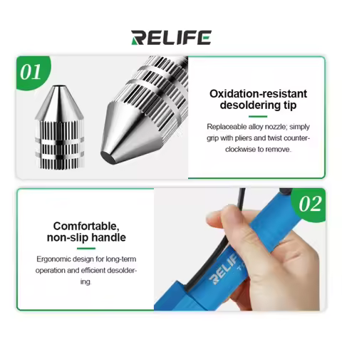 RELIFE TO5 Electric Desoldering Pump 30W Solder Sucker Gun with Automatic Rebound for Mobile Phones 